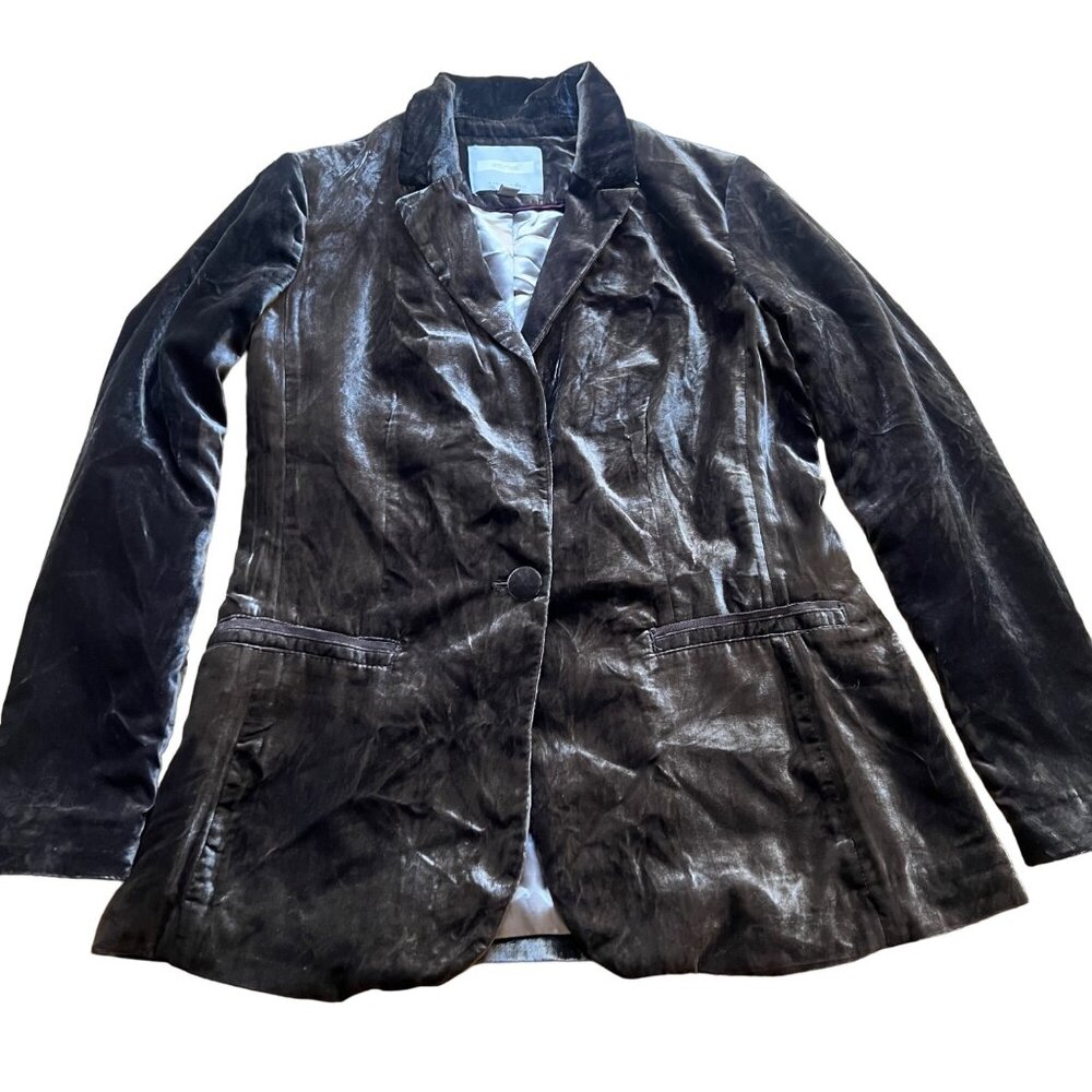 Anthropologie Dark Brown Velvet Blazer - Picture 3 of 16